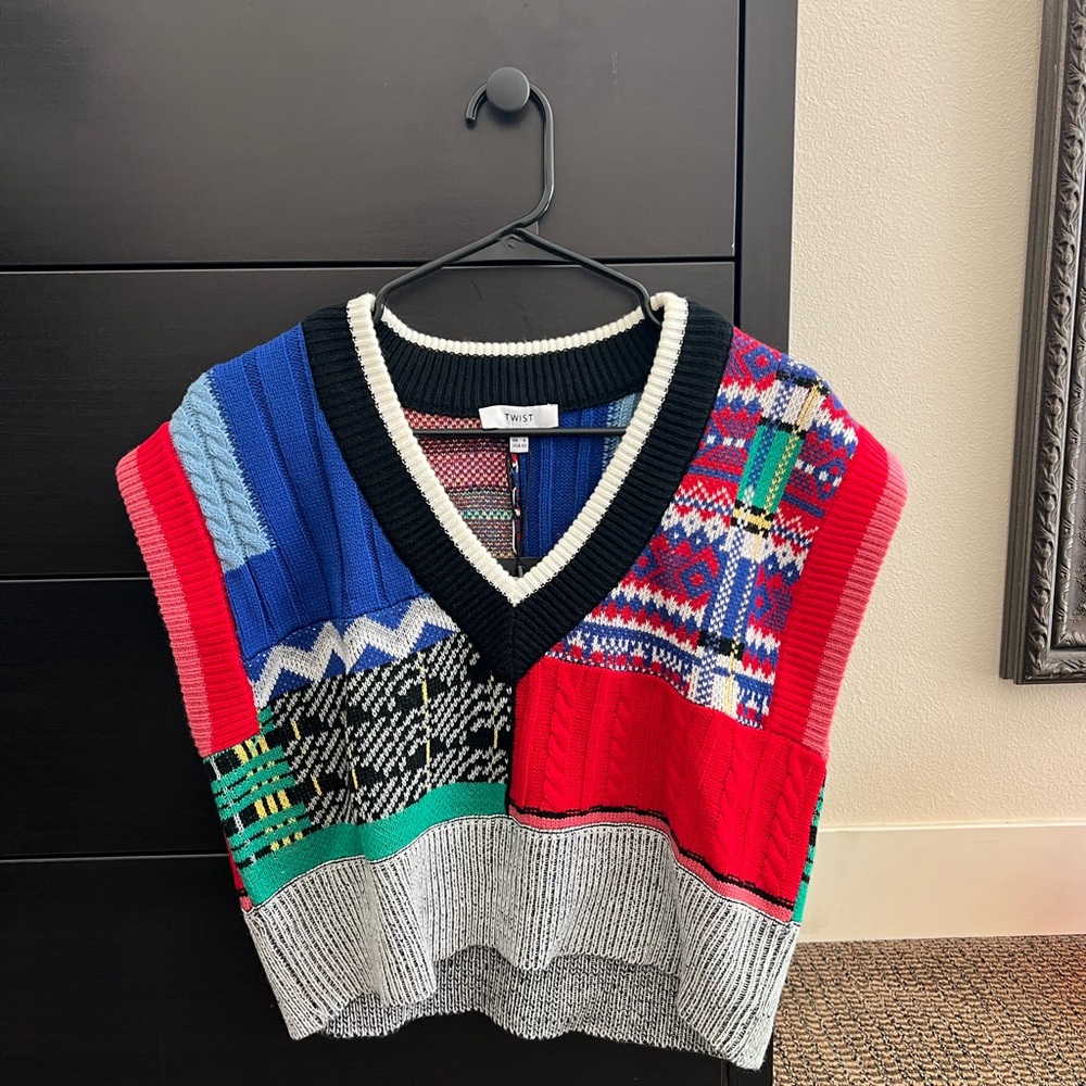 Colorful Patchwork Sweater Vest